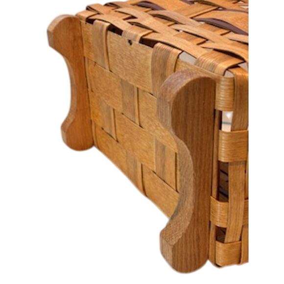 Vintage NEW Peterboro Footed Storage Basket Suede Leather Handles 14.5" x 9" - Picture 4 of 13